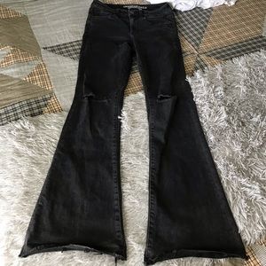 American eagle high rise slim flare black